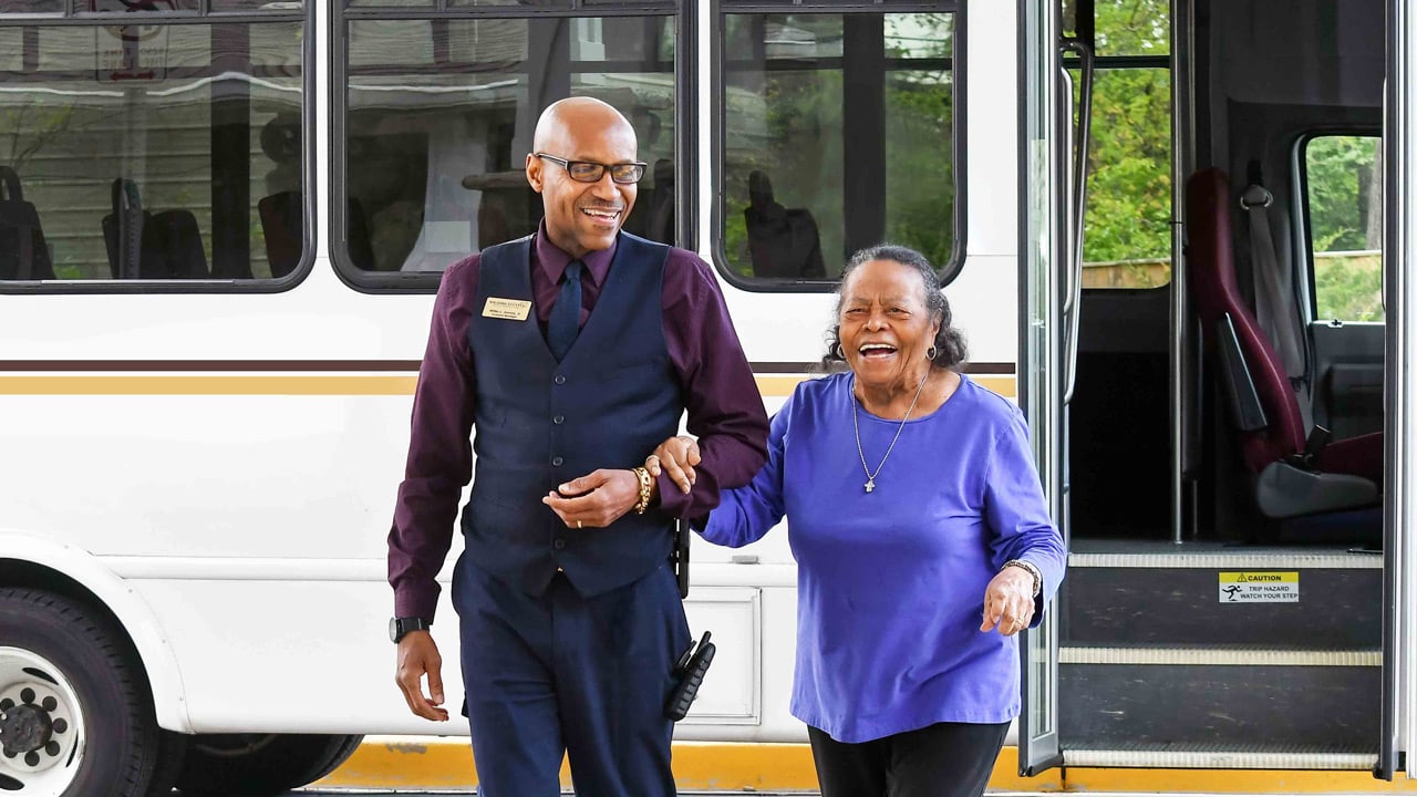 The The Peaks at Santa Rita community bus providing resident transportation