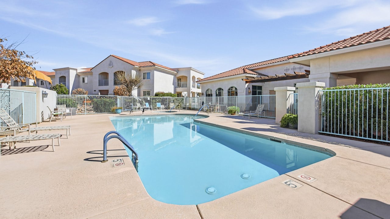 The pool area at The Peaks at Santa Rita