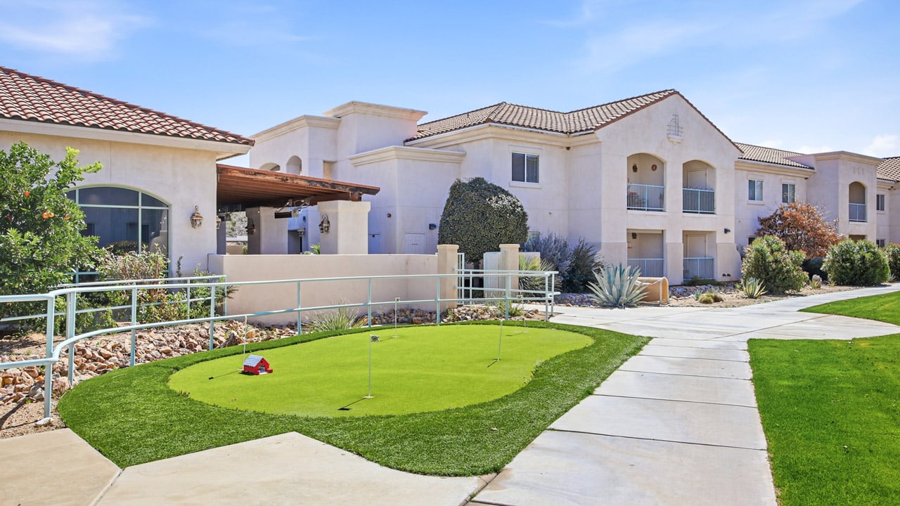 Exterior view of The Peaks at Santa Rita Gracious Retirement Living